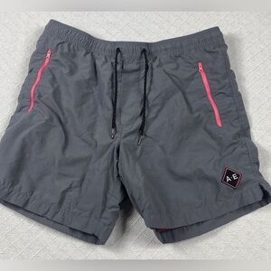 Gray Swim trunks Shorts with Pink Zippers